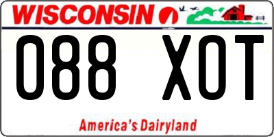 WI license plate 088XOT