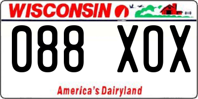 WI license plate 088XOX
