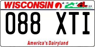 WI license plate 088XTI
