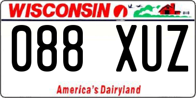 WI license plate 088XUZ