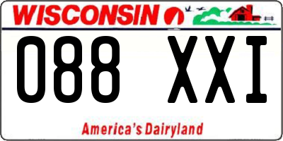 WI license plate 088XXI