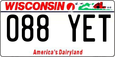 WI license plate 088YET