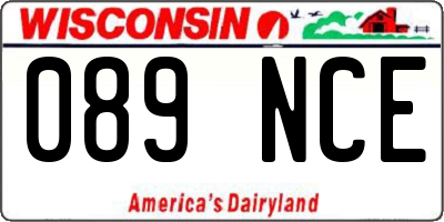 WI license plate 089NCE