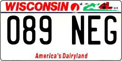 WI license plate 089NEG