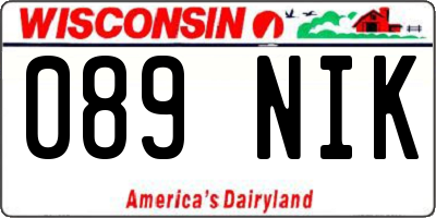 WI license plate 089NIK