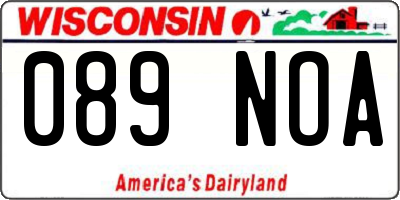 WI license plate 089NOA