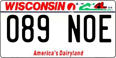 WI license plate 089NOE
