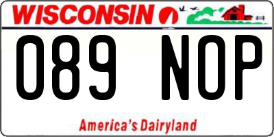 WI license plate 089NOP
