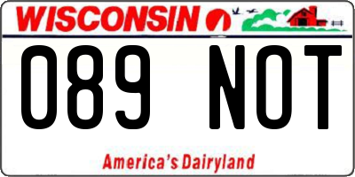 WI license plate 089NOT