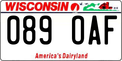 WI license plate 089OAF