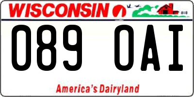 WI license plate 089OAI