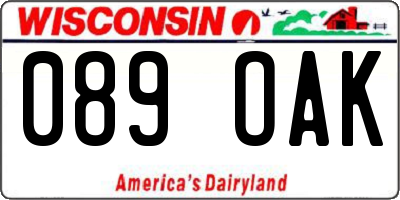 WI license plate 089OAK