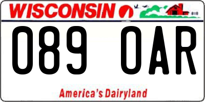 WI license plate 089OAR