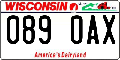 WI license plate 089OAX