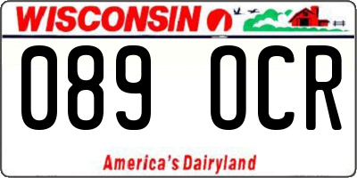 WI license plate 089OCR