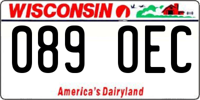 WI license plate 089OEC