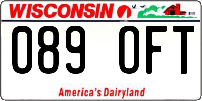 WI license plate 089OFT