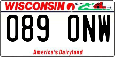 WI license plate 089ONW