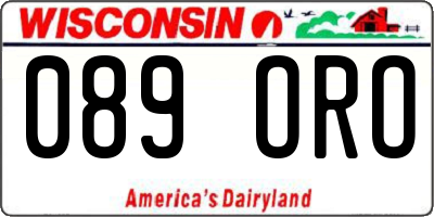 WI license plate 089ORO