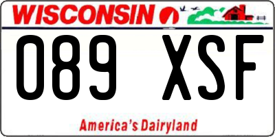 WI license plate 089XSF