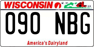 WI license plate 090NBG