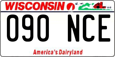 WI license plate 090NCE