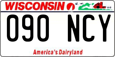 WI license plate 090NCY