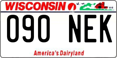WI license plate 090NEK