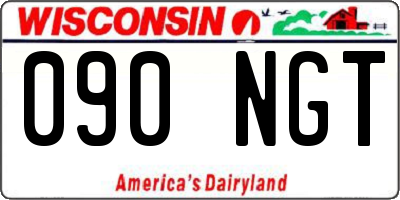 WI license plate 090NGT