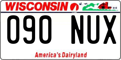 WI license plate 090NUX