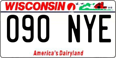 WI license plate 090NYE