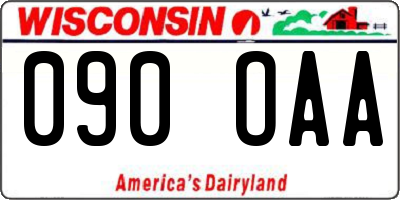 WI license plate 090OAA