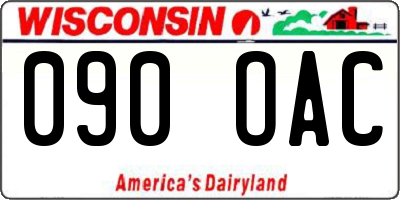 WI license plate 090OAC