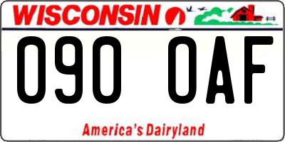 WI license plate 090OAF