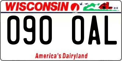 WI license plate 090OAL