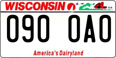 WI license plate 090OAO