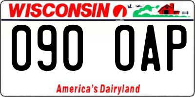 WI license plate 090OAP