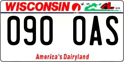 WI license plate 090OAS