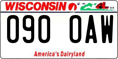 WI license plate 090OAW