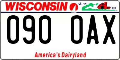 WI license plate 090OAX