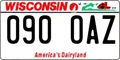 WI license plate 090OAZ