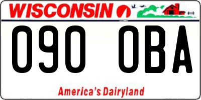 WI license plate 090OBA