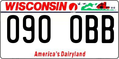 WI license plate 090OBB