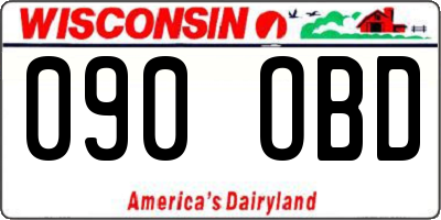 WI license plate 090OBD