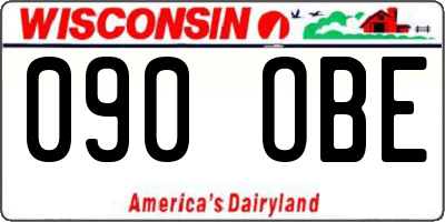 WI license plate 090OBE