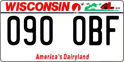 WI license plate 090OBF