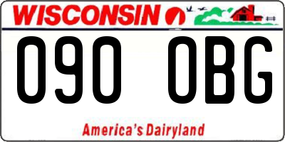 WI license plate 090OBG