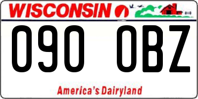 WI license plate 090OBZ