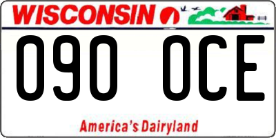 WI license plate 090OCE