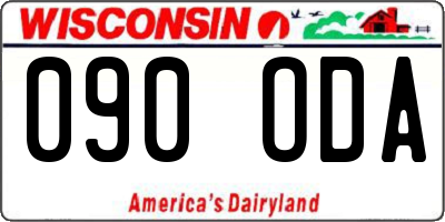 WI license plate 090ODA